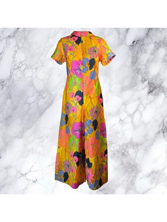 Pants - VTG 60-70’s WideVTG 60-70’s Wide Leg Neon Floral Psychedelic Crop Flare Jumpsuit